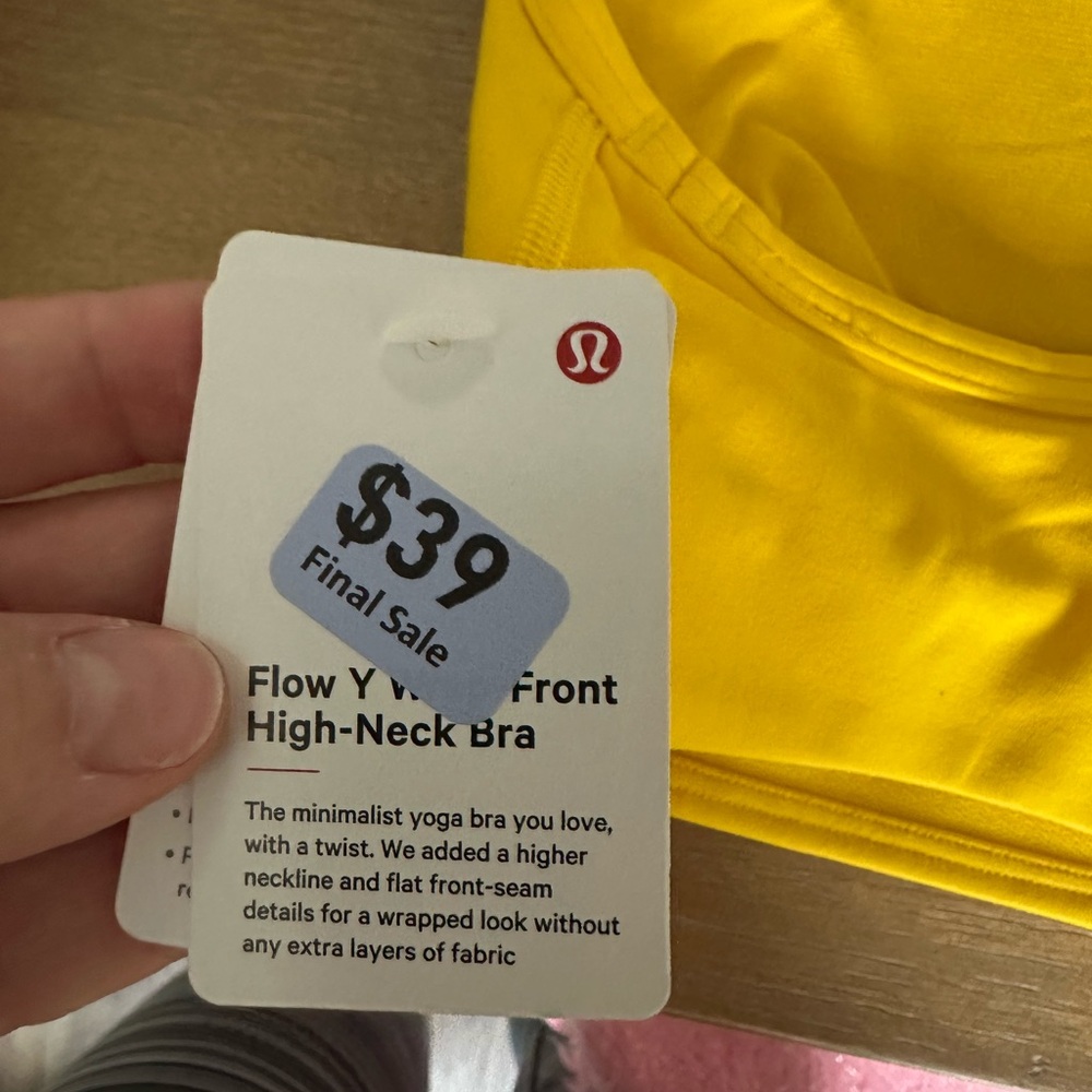 NWT Flow Y Lululemon Athletica Yellow High-Neck Bra - Picture 3 of 4